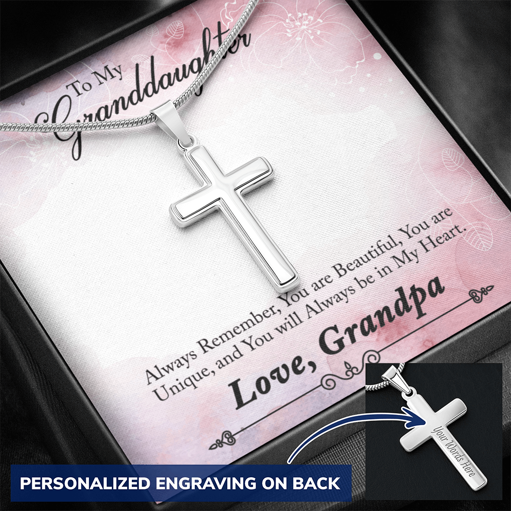 Personalized Cross Necklace - Snake Chain