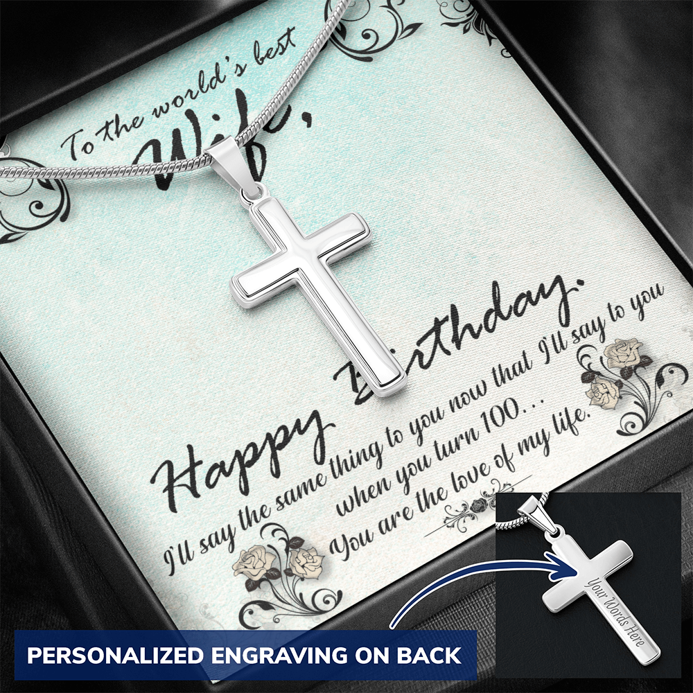 Personalized Cross Necklace - Snake Chain