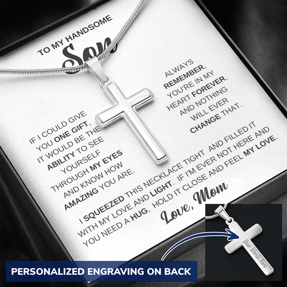Personalized Cross Necklace - Snake Chain