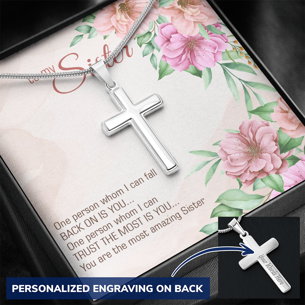 Personalized Cross Necklace - Snake Chain