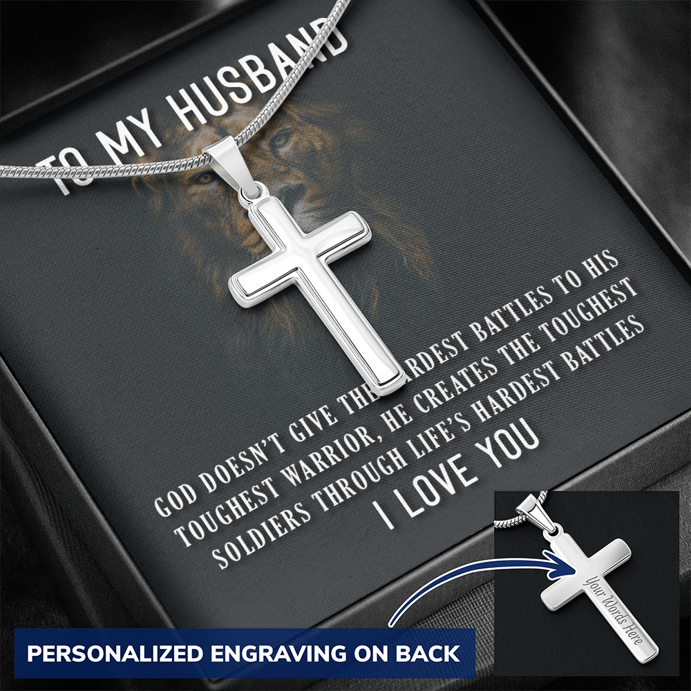 Personalized Cross Necklace - Snake Chain
