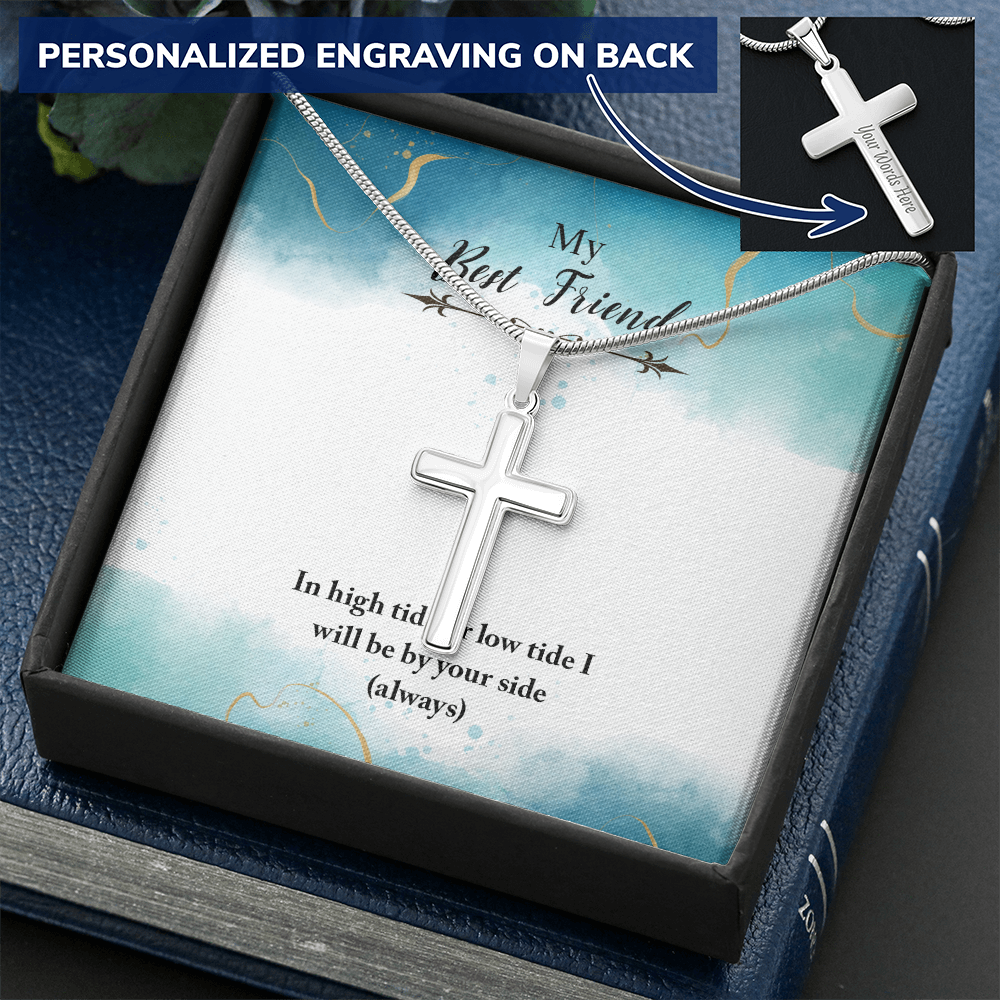 Personalized Cross Necklace - Snake Chain