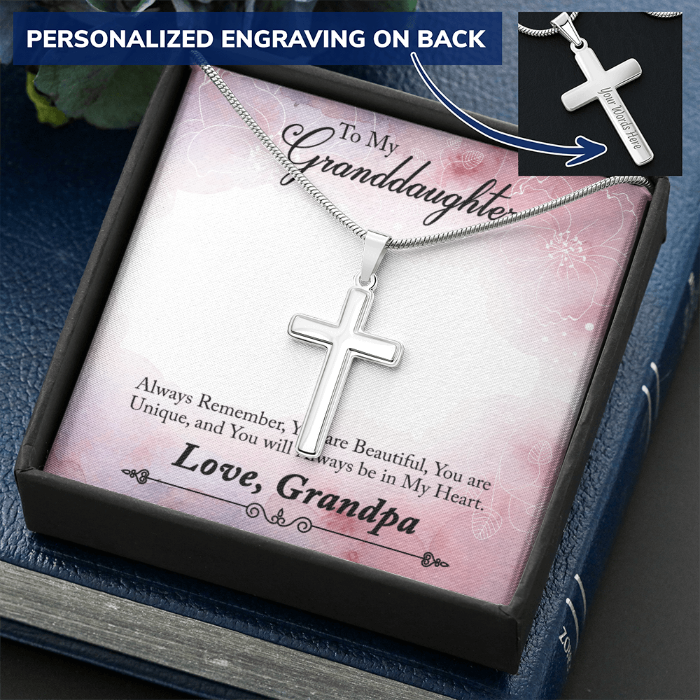 Personalized Cross Necklace - Snake Chain