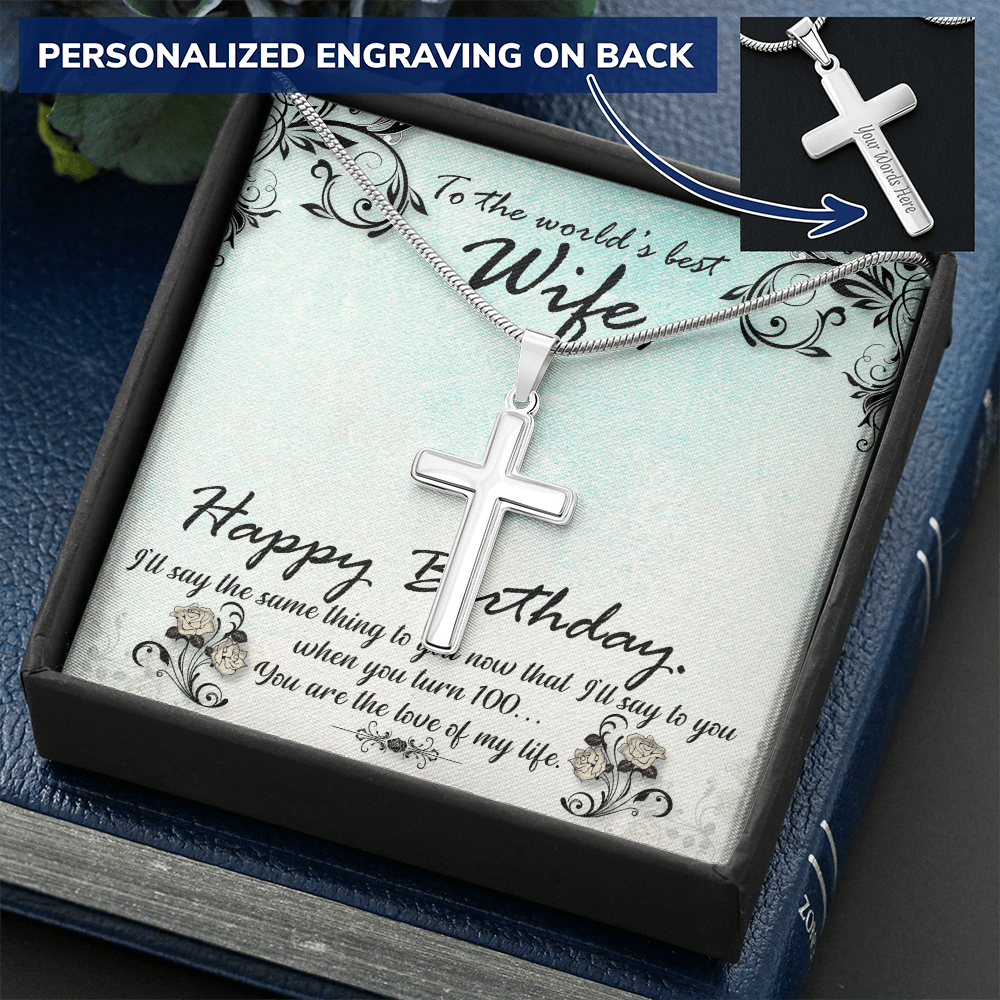 Personalized Cross Necklace - Snake Chain