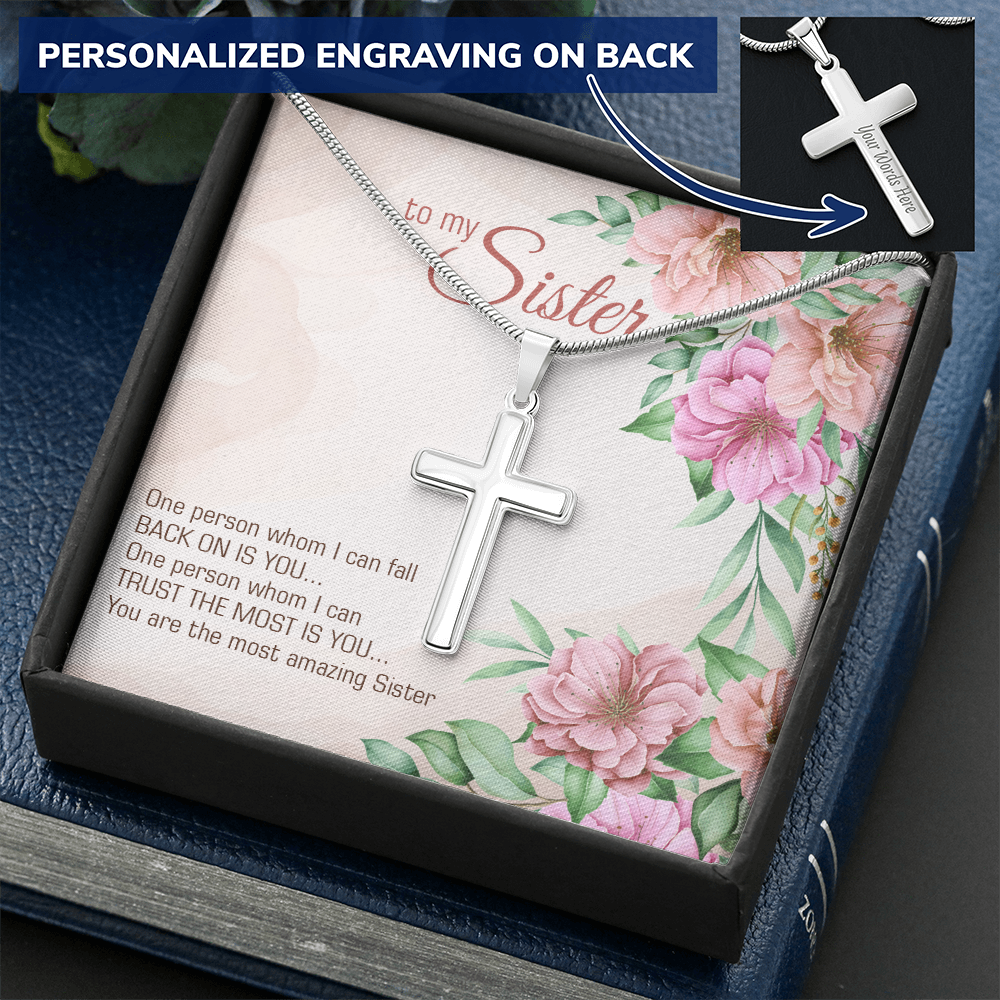 Personalized Cross Necklace - Snake Chain