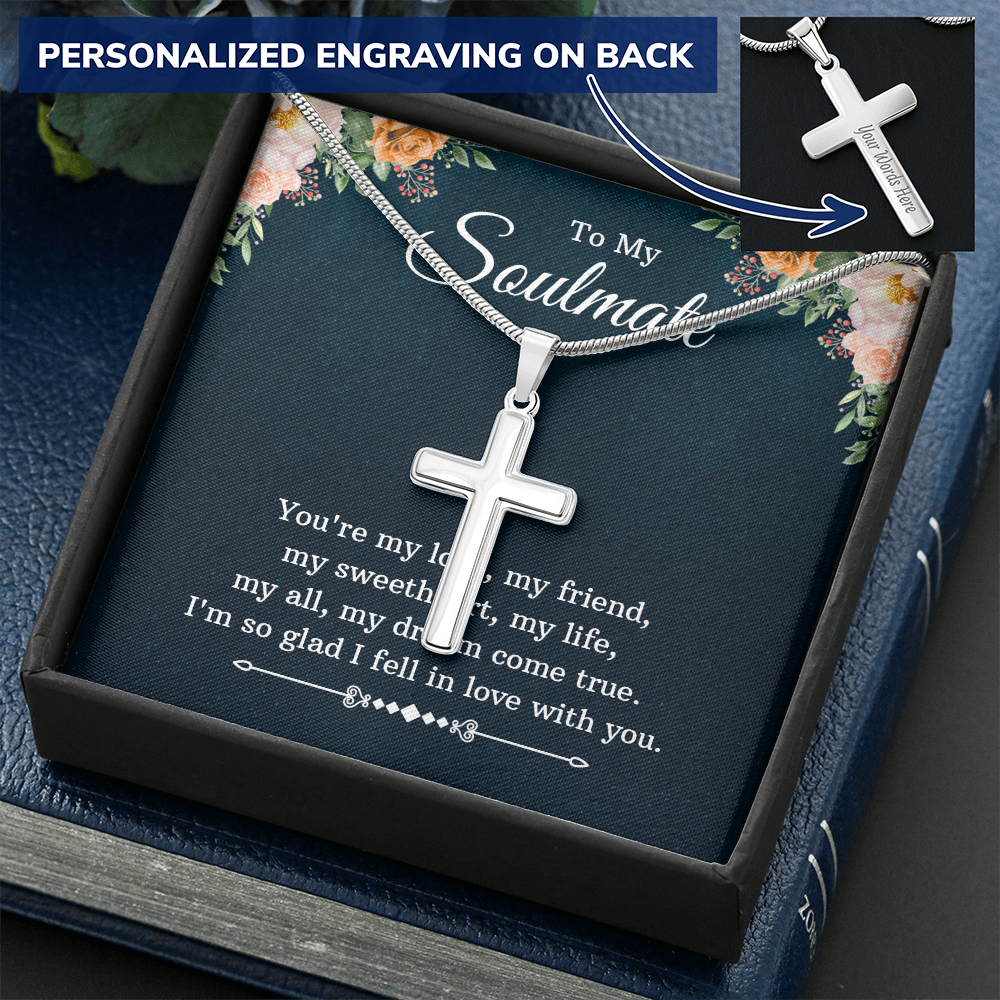 Personalized Cross Necklace - Snake Chain