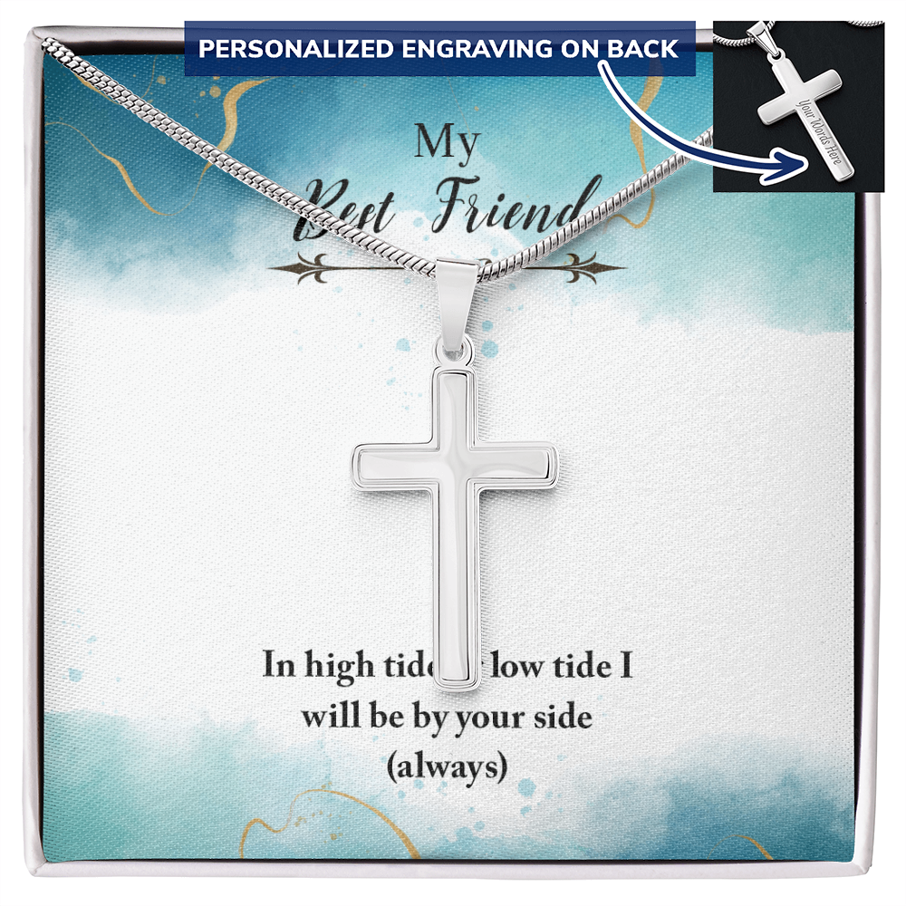 Personalized Cross Necklace - Snake Chain