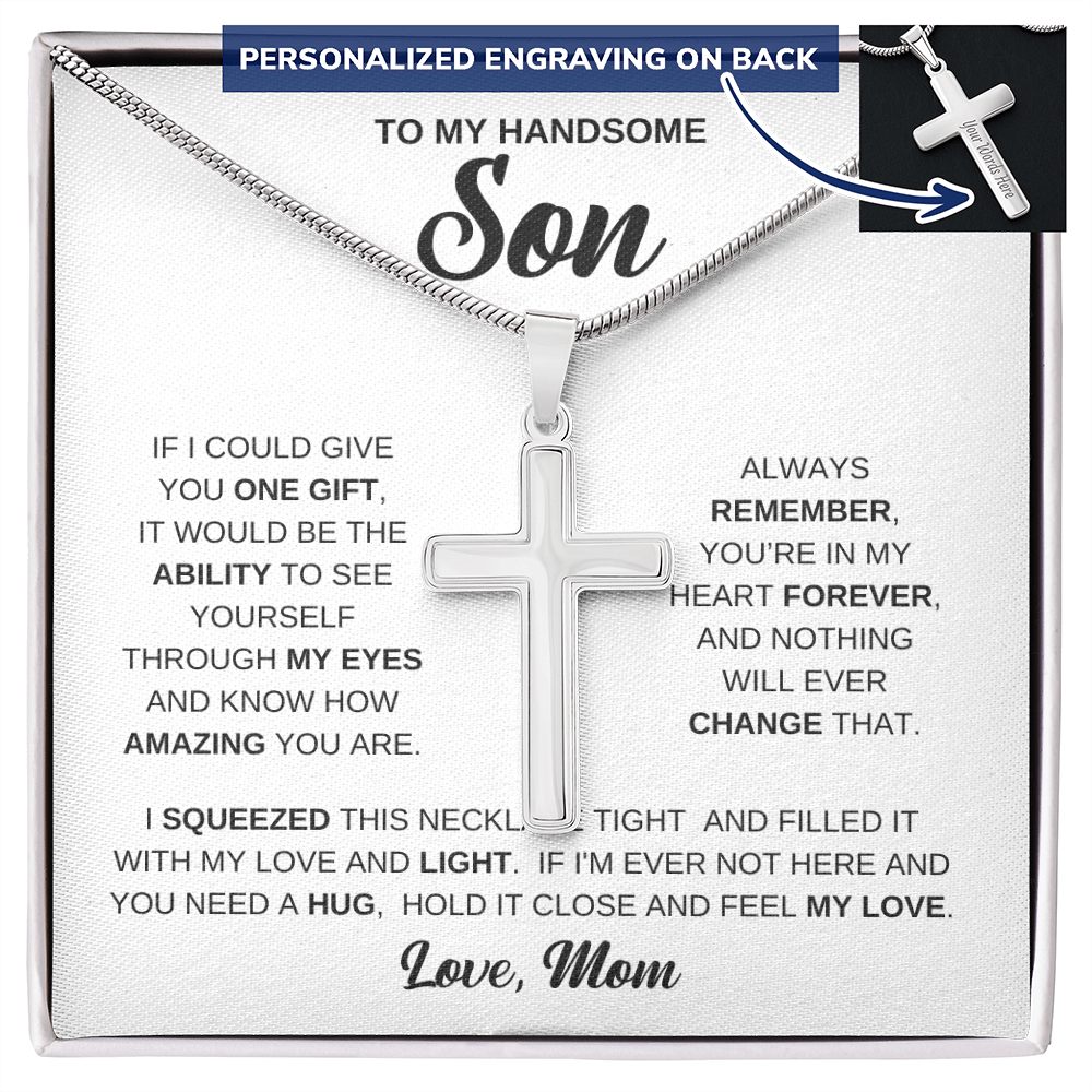 Personalized Cross Necklace - Snake Chain