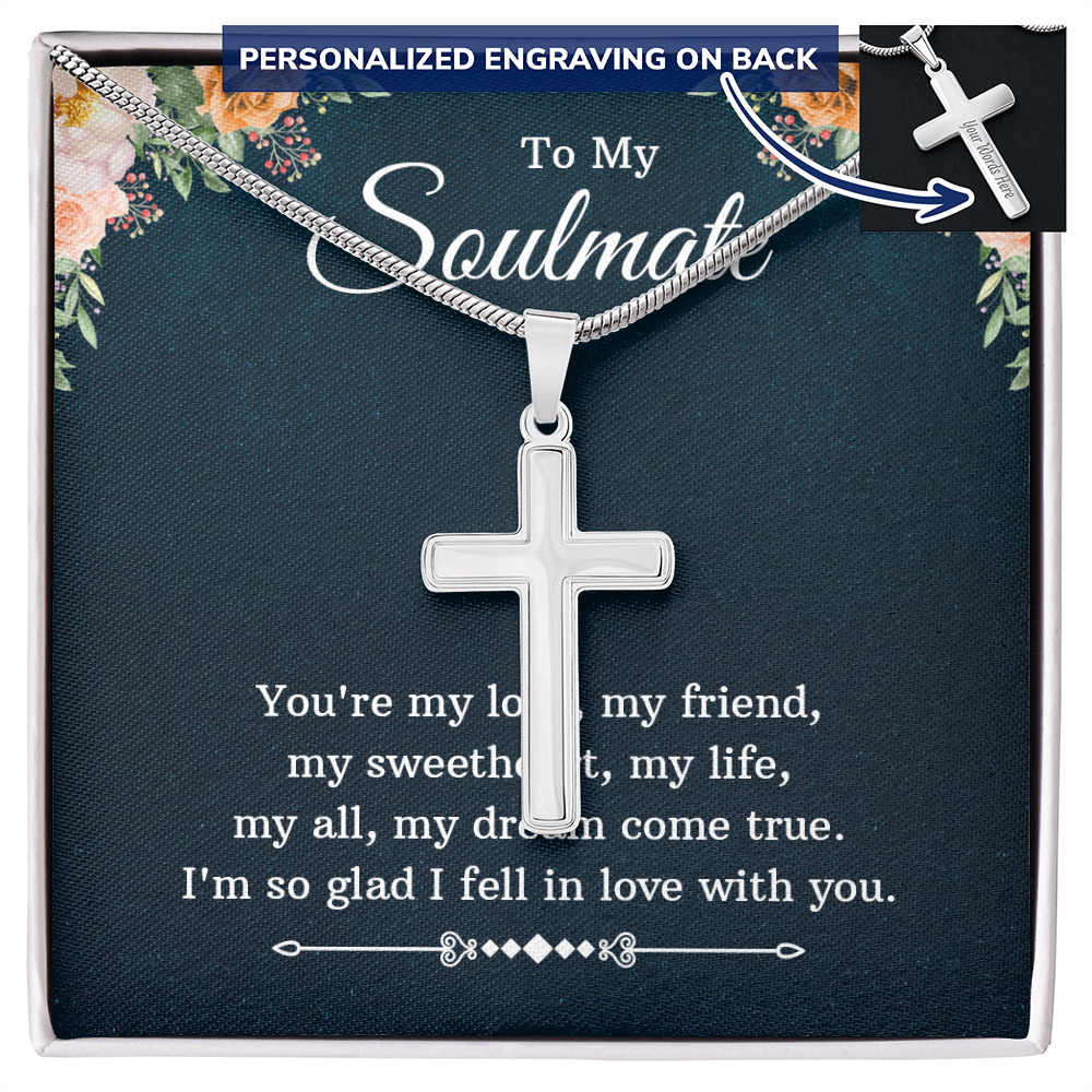 Personalized Cross Necklace - Snake Chain