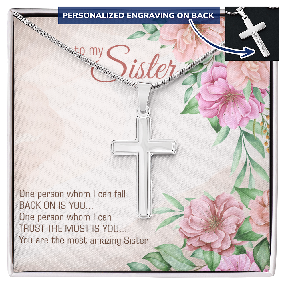 Personalized Cross Necklace - Snake Chain