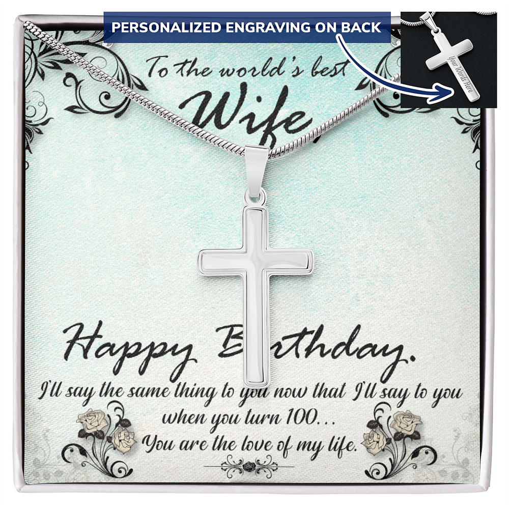 Personalized Cross Necklace - Snake Chain