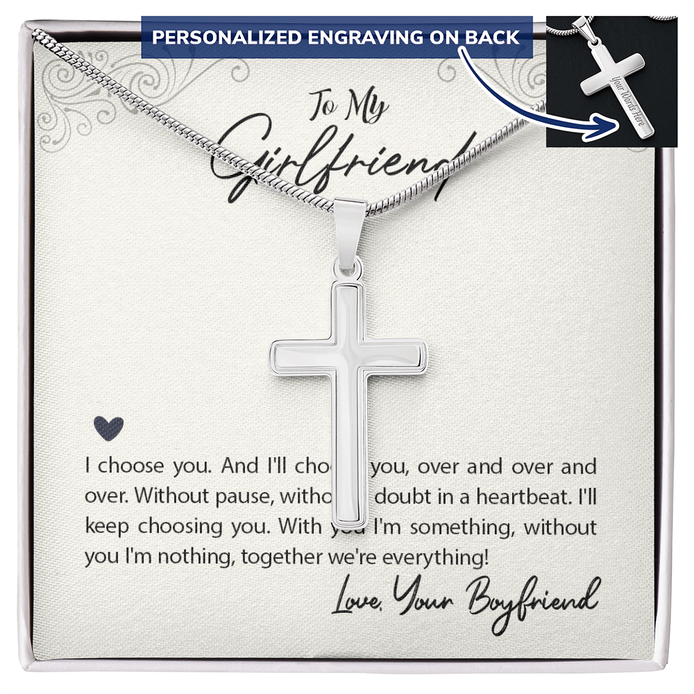 Personalized Cross Necklace - Snake Chain