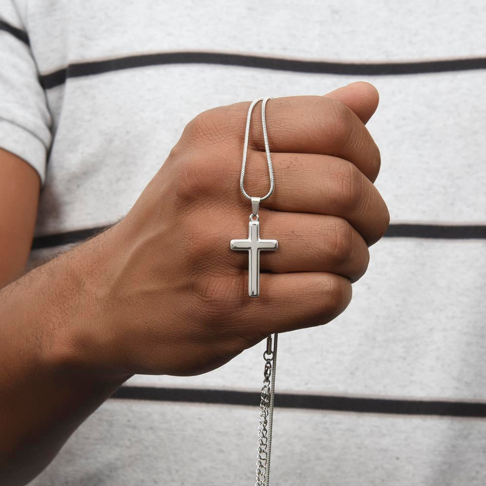 Personalized Cross Necklace - Snake Chain
