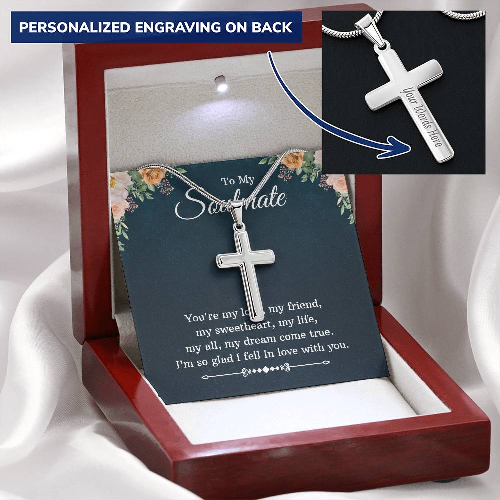 Personalized Cross Necklace - Snake Chain