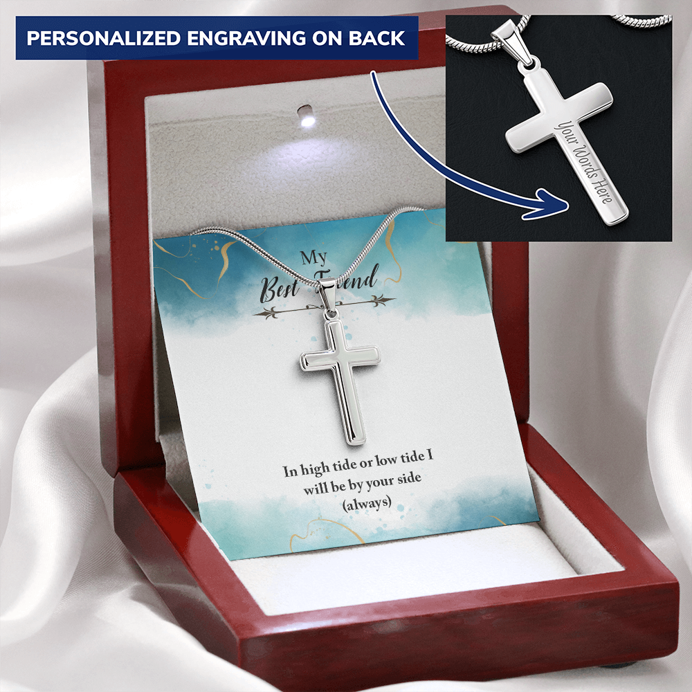 Personalized Cross Necklace - Snake Chain