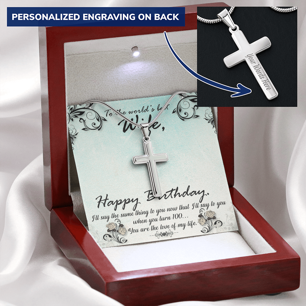 Personalized Cross Necklace - Snake Chain