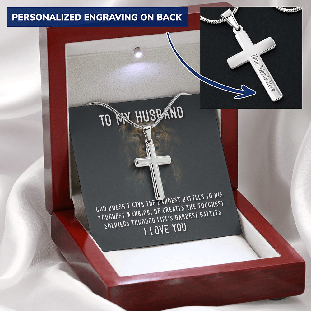 Personalized Cross Necklace - Snake Chain