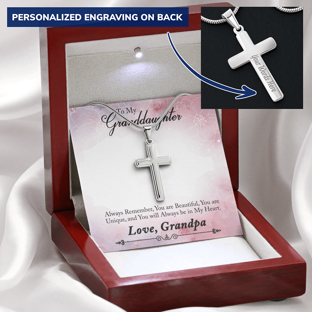 Personalized Cross Necklace - Snake Chain