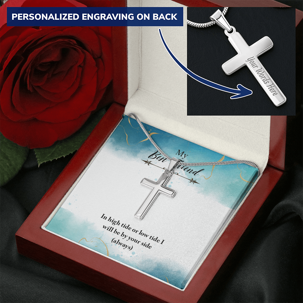 Personalized Cross Necklace - Snake Chain