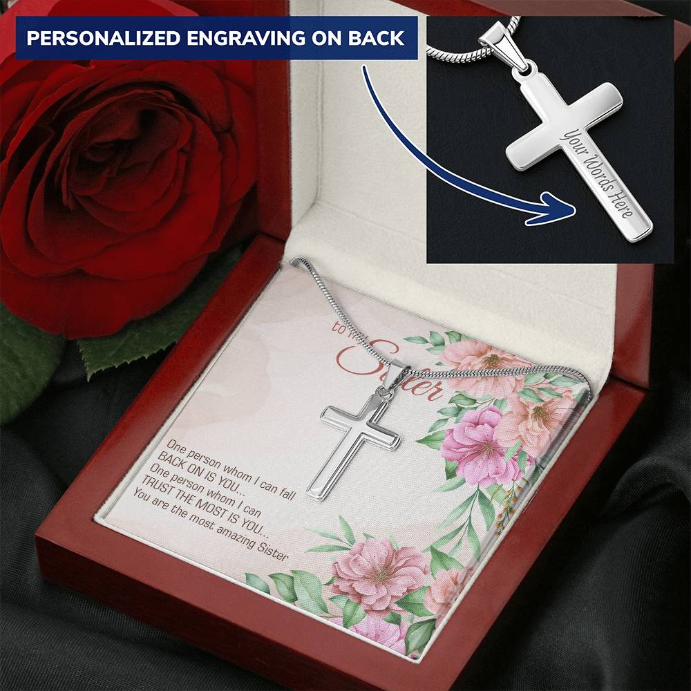 Personalized Cross Necklace - Snake Chain