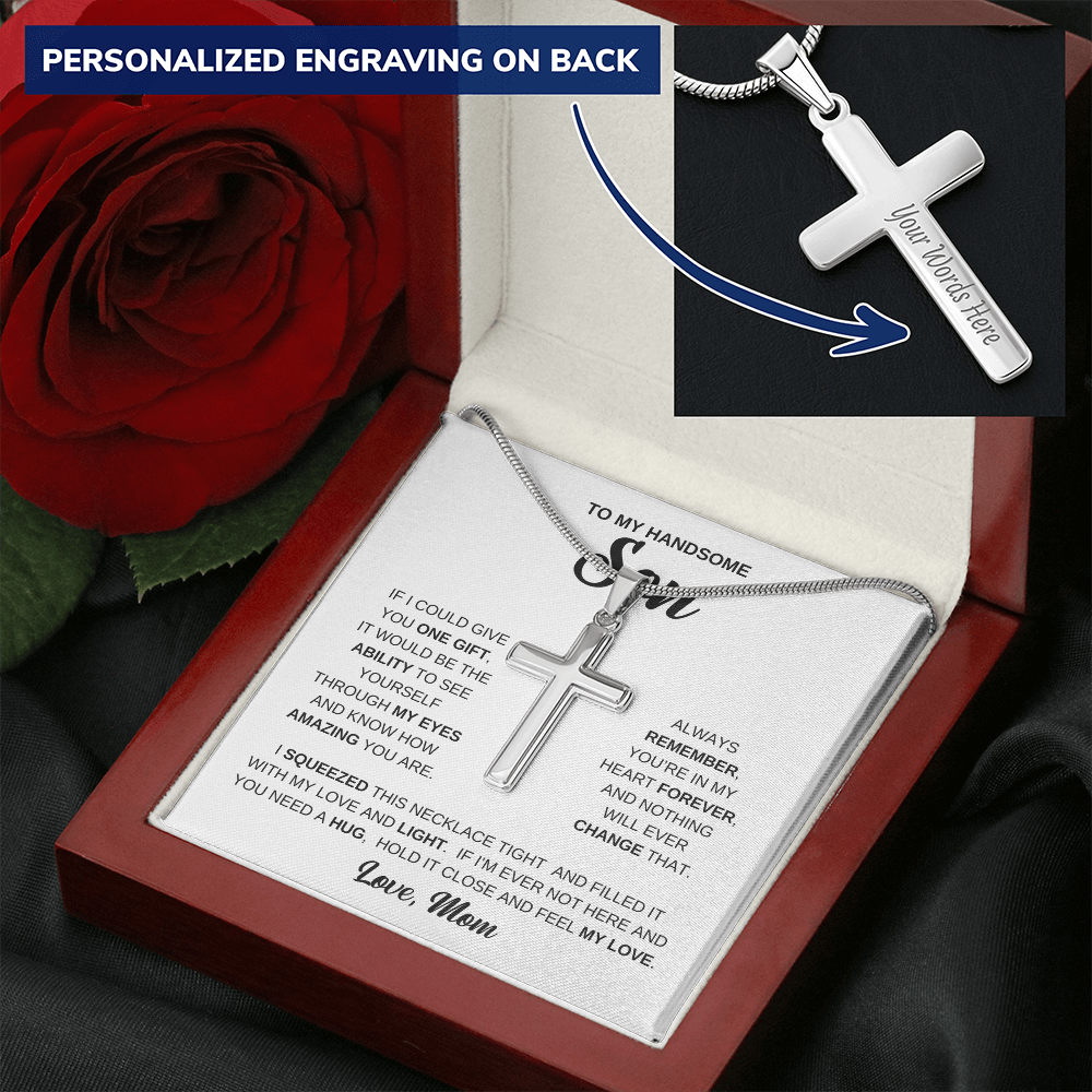 Personalized Cross Necklace - Snake Chain