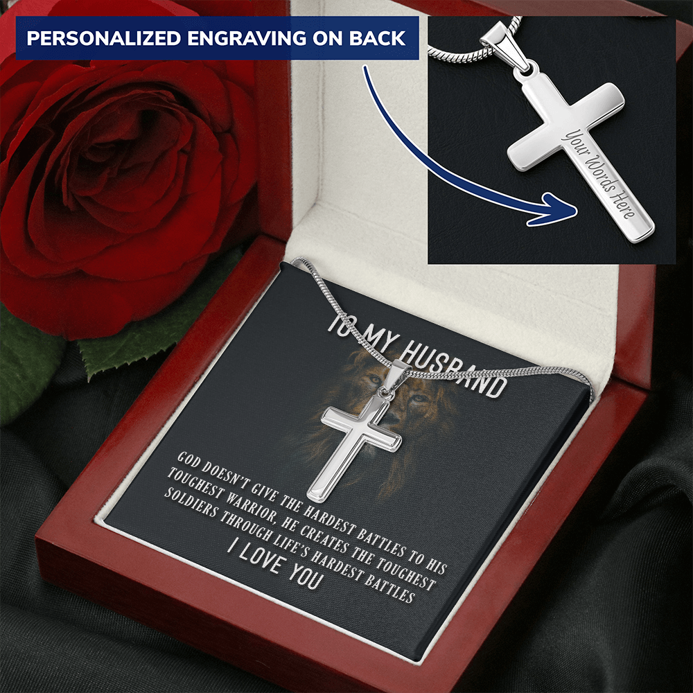 Personalized Cross Necklace - Snake Chain