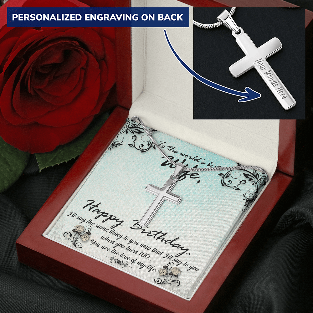 Personalized Cross Necklace - Snake Chain