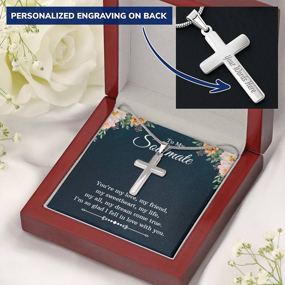 Personalized Cross Necklace - Snake Chain