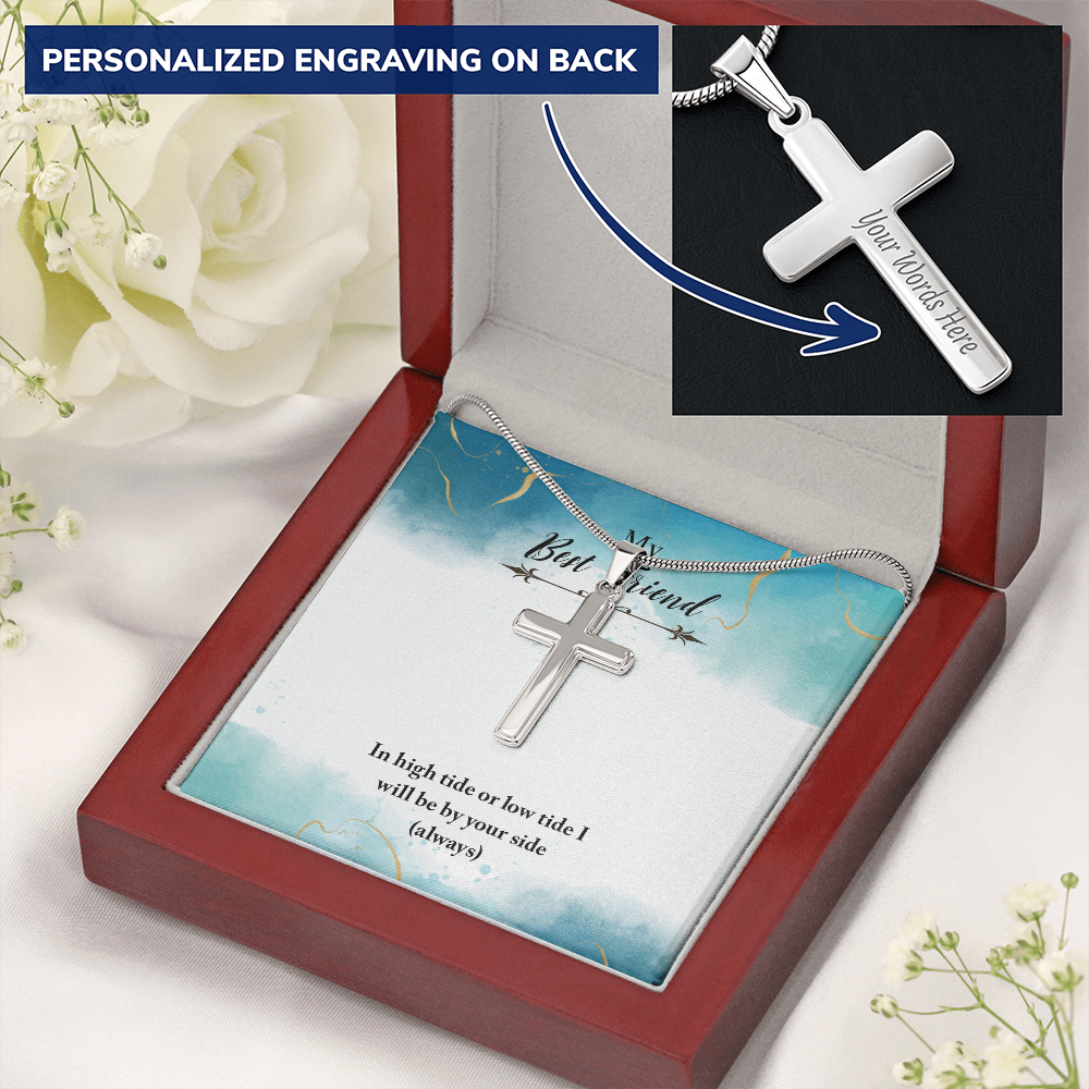 Personalized Cross Necklace - Snake Chain