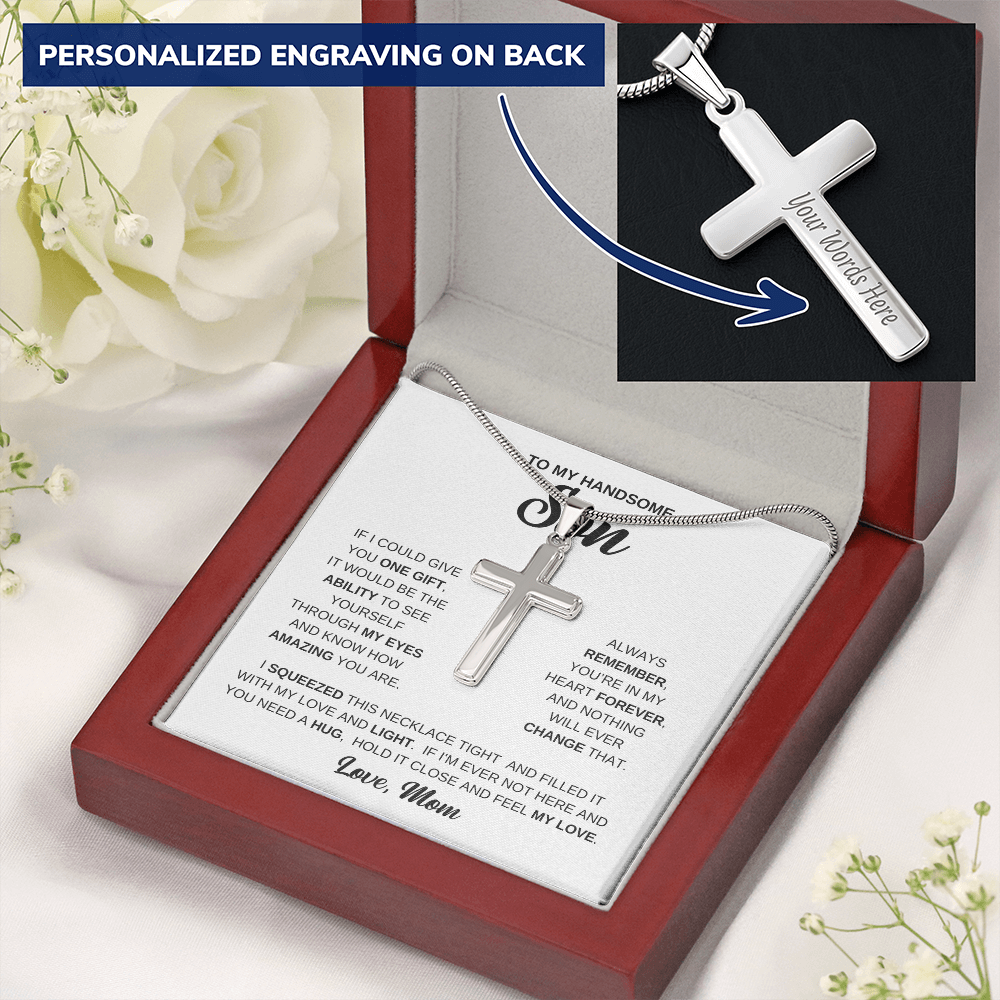 Personalized Cross Necklace - Snake Chain