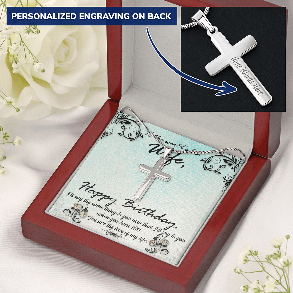 Personalized Cross Necklace - Snake Chain