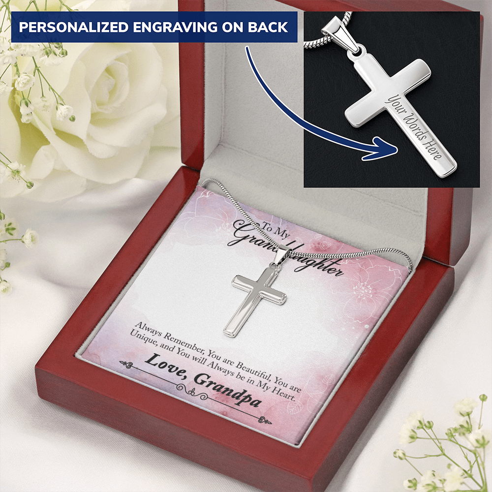 Personalized Cross Necklace - Snake Chain