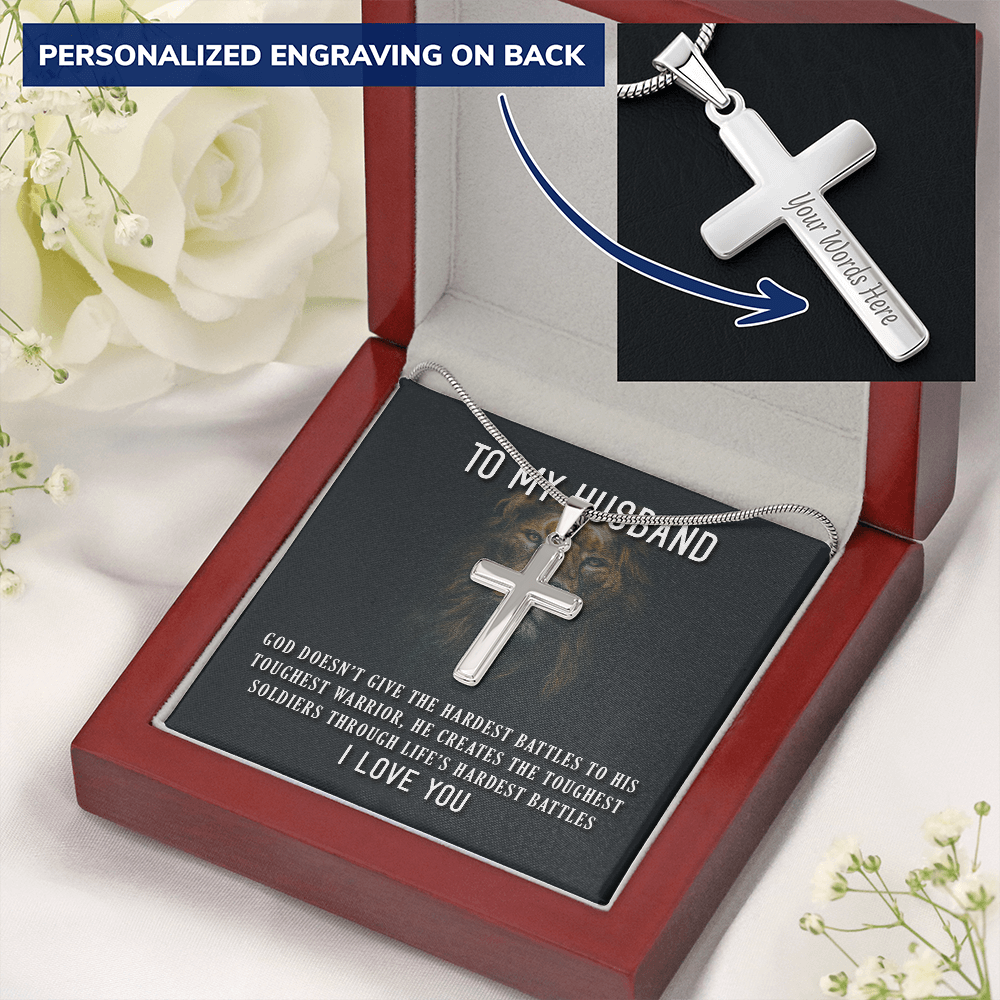 Personalized Cross Necklace - Snake Chain