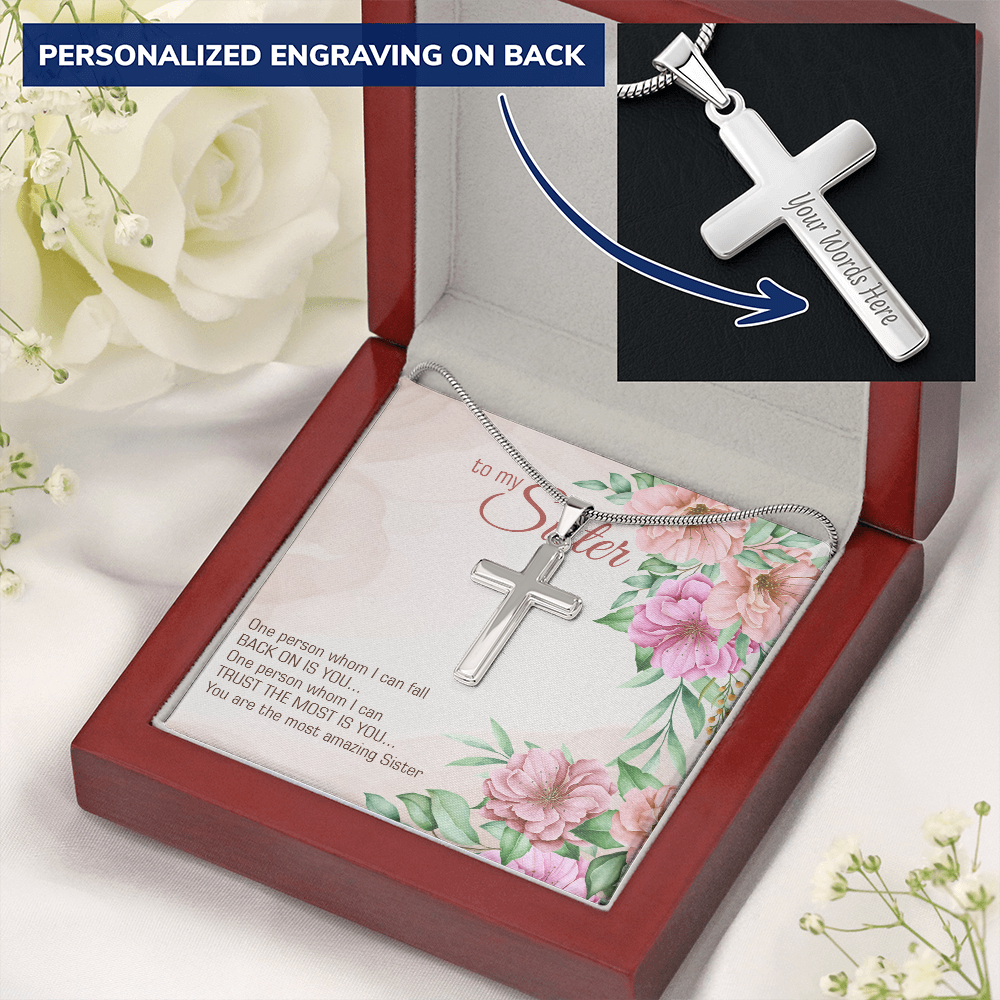 Personalized Cross Necklace - Snake Chain