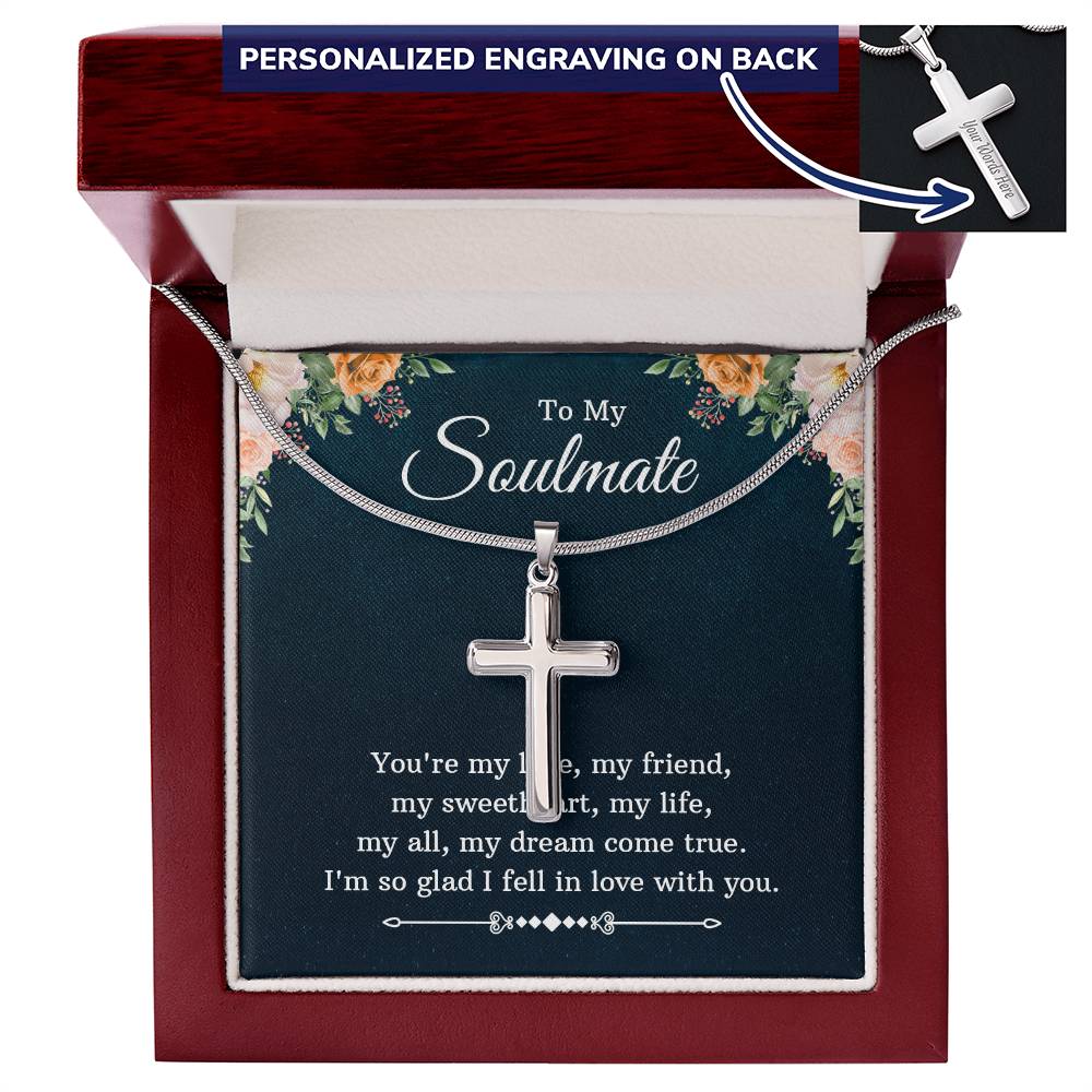 Personalized Cross Necklace - Snake Chain