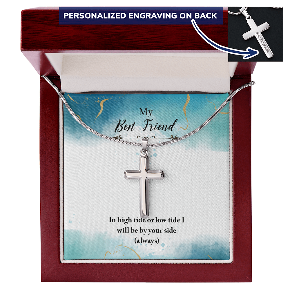 Personalized Cross Necklace - Snake Chain
