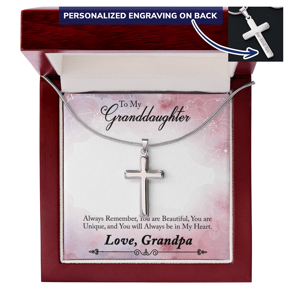 Personalized Cross Necklace - Snake Chain
