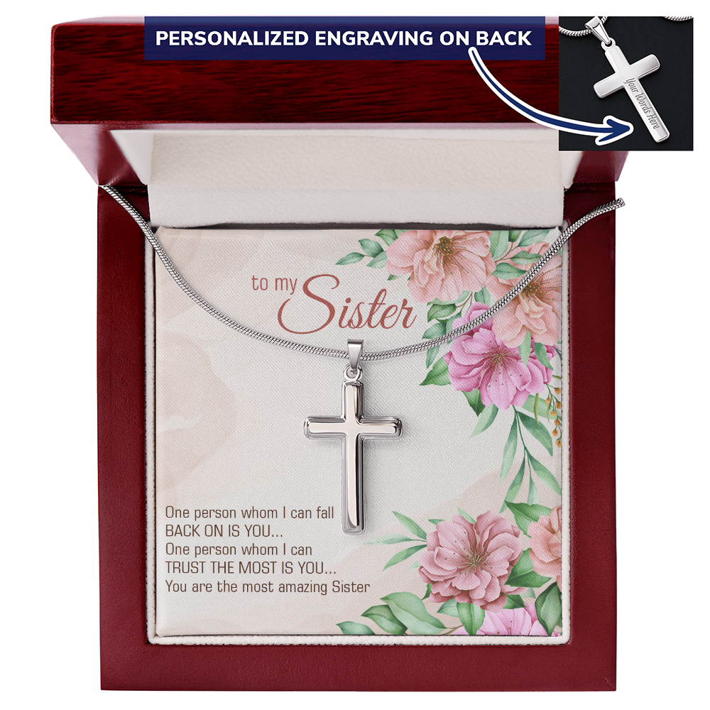 Personalized Cross Necklace - Snake Chain