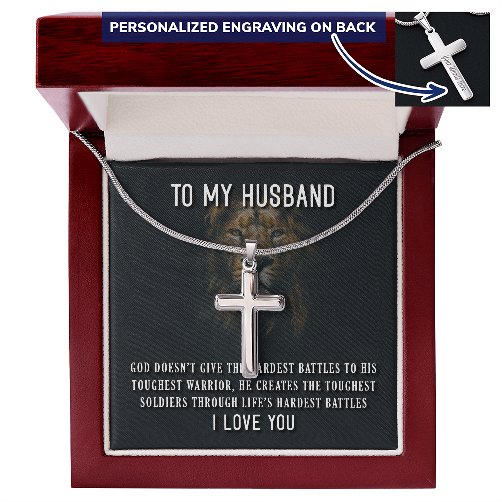 Personalized Cross Necklace - Snake Chain