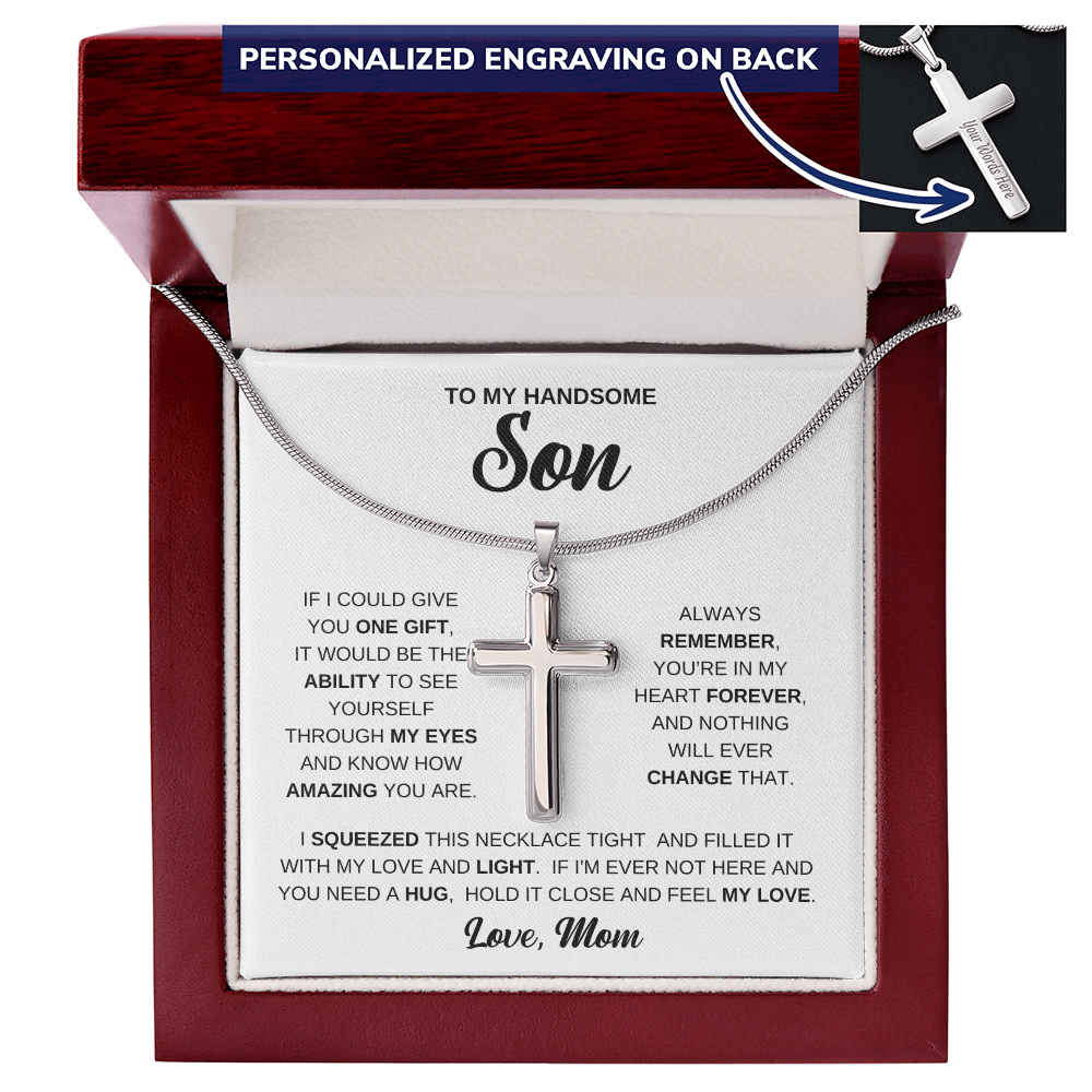 Personalized Cross Necklace - Snake Chain