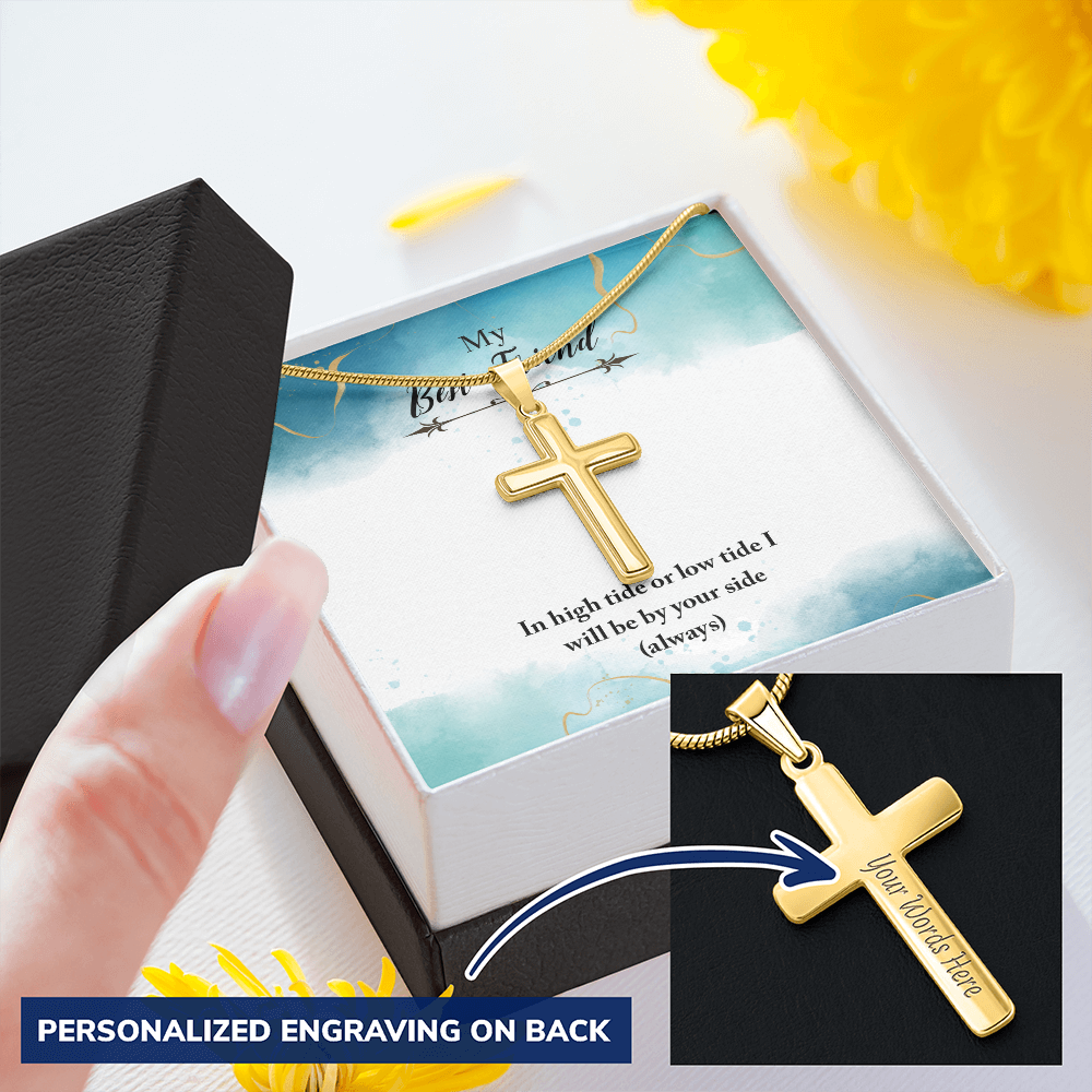Personalized Cross Necklace - Snake Chain