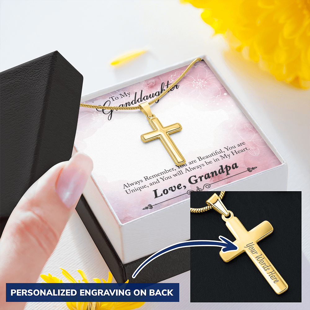 Personalized Cross Necklace - Snake Chain