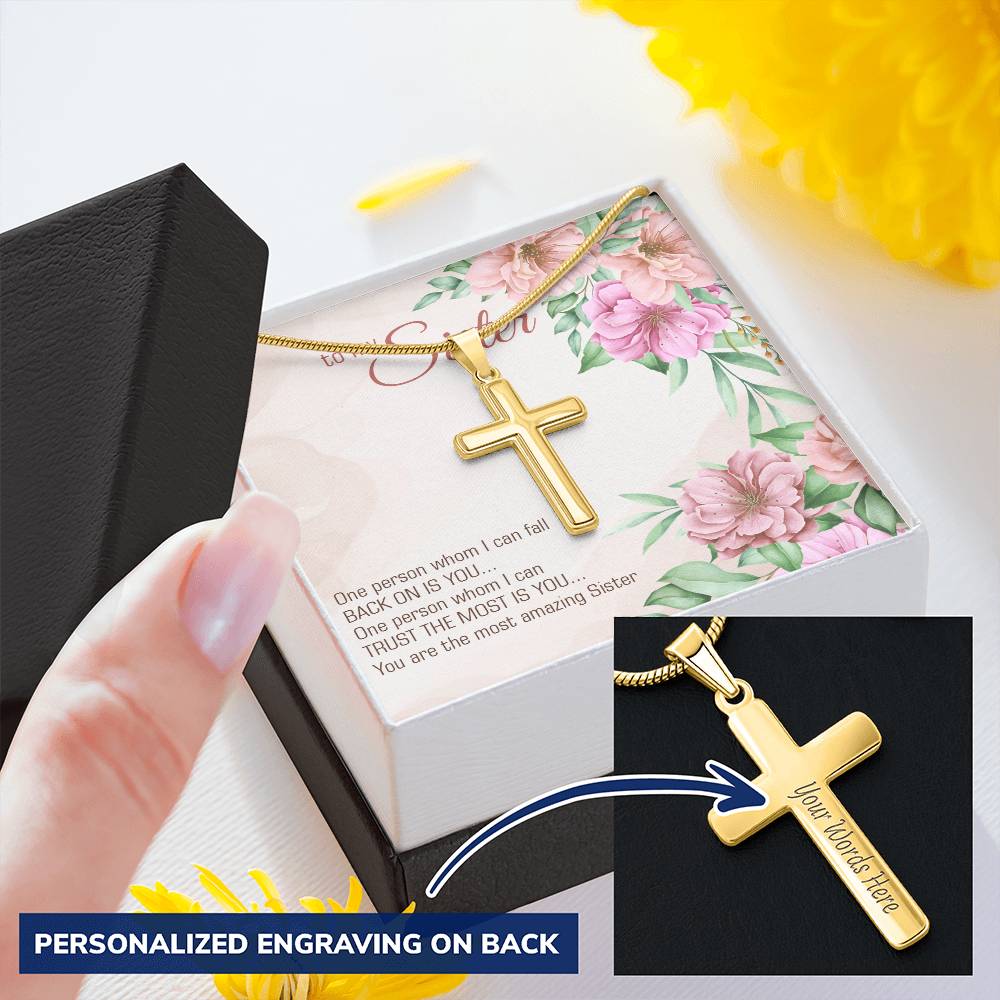 Personalized Cross Necklace - Snake Chain
