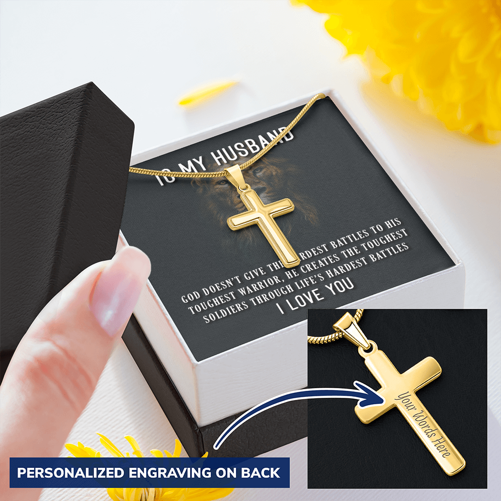 Personalized Cross Necklace - Snake Chain
