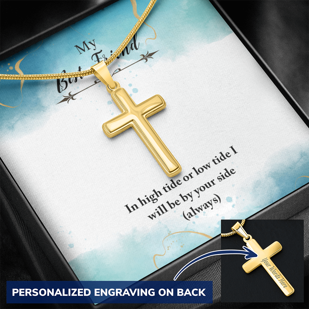 Personalized Cross Necklace - Snake Chain
