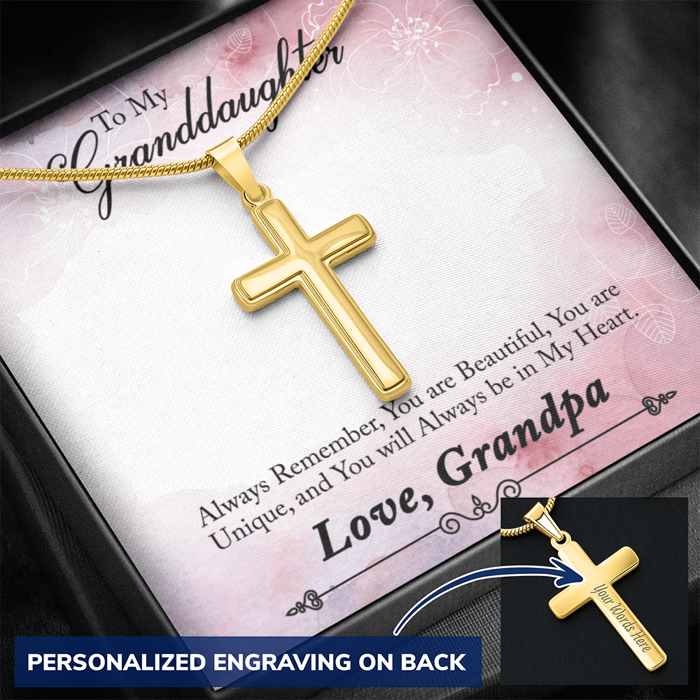 Personalized Cross Necklace - Snake Chain
