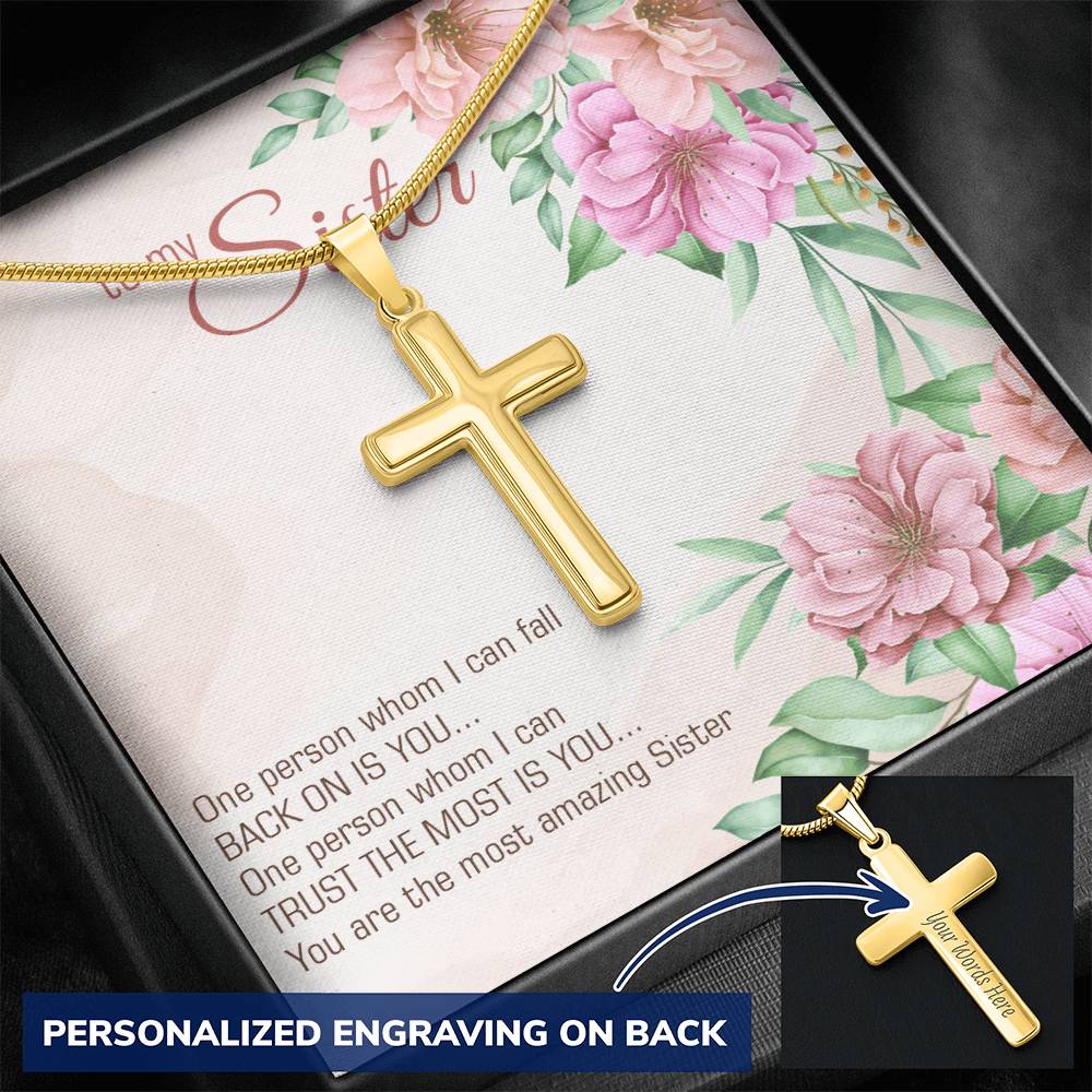 Personalized Cross Necklace - Snake Chain