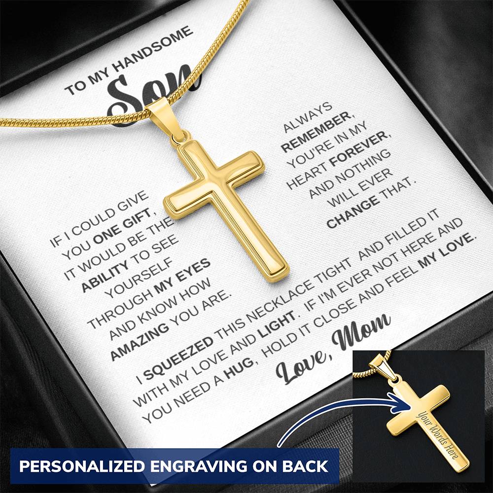 Personalized Cross Necklace - Snake Chain