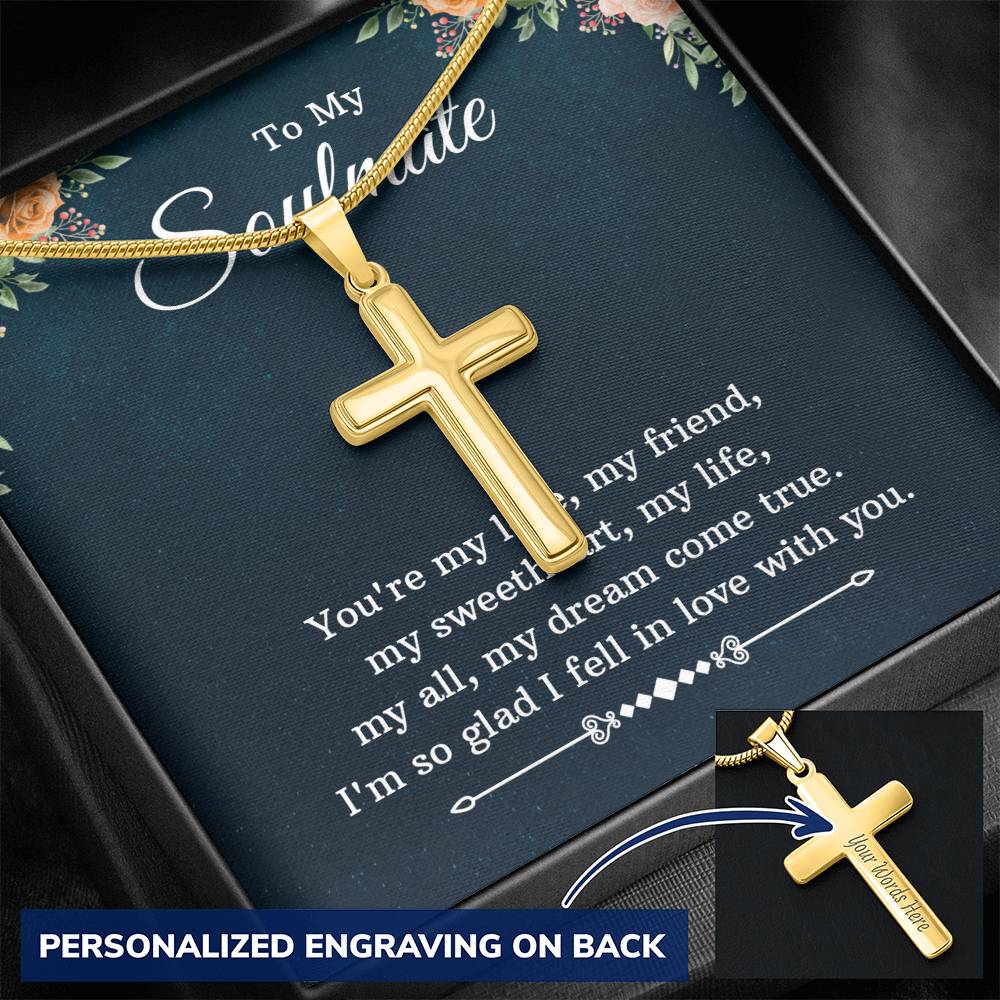 Personalized Cross Necklace - Snake Chain
