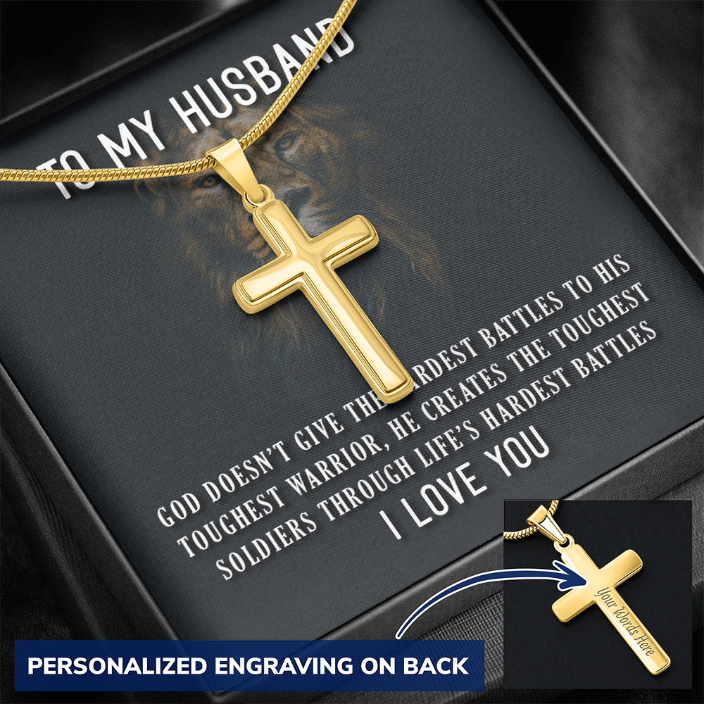 Personalized Cross Necklace - Snake Chain